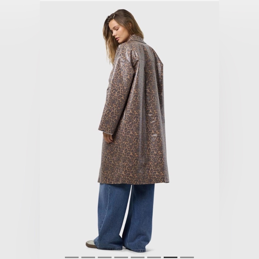 Noisy May Leopard Shiny Canvas Long Coat – Size Small (NWT) - Picture 5 of 16